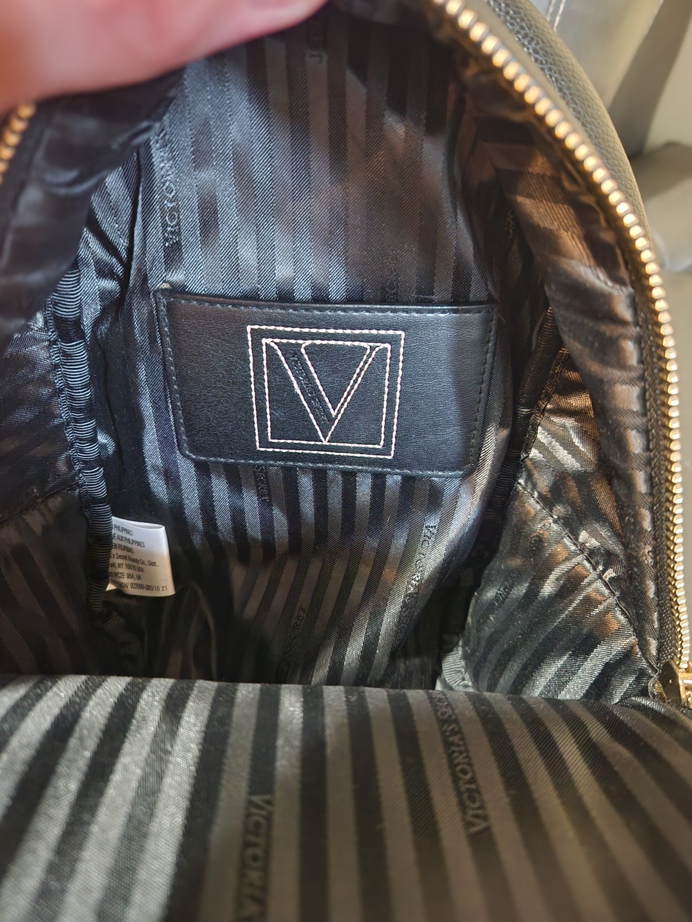 Victoria's Secret Black Mini Backpack with Gold Studs & Chain - Picture 11 of 13